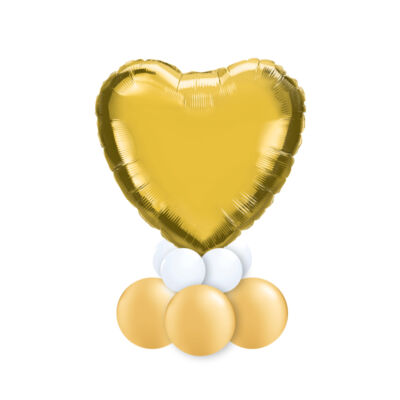 Kép 2/2 - Feliratozható Arany Fehér Szív Alakú Ajándék Dekoráció Lufiból Valentin-napra 2