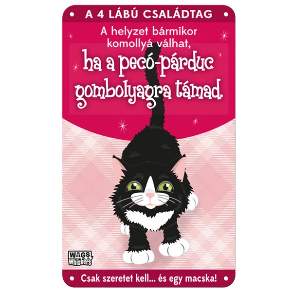 Vau és Miau Cicás Ajándék Fém Ajtótábla - Fekete-Fehér Macska