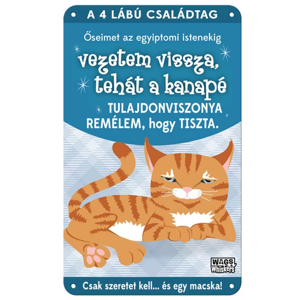 Vau és Miau Macskás Ajándék Fém Ajtótábla - Vörös Macska