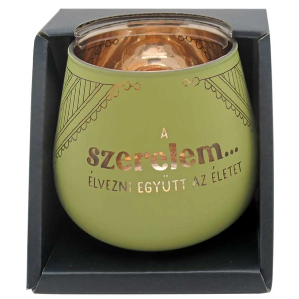 Tükörfényes Mécsestartó - A Szerelem… Felirattal
