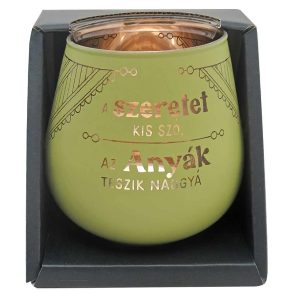 Tükörfényes Mécsestartó - A Szeretet Kis Szó… Felirattal