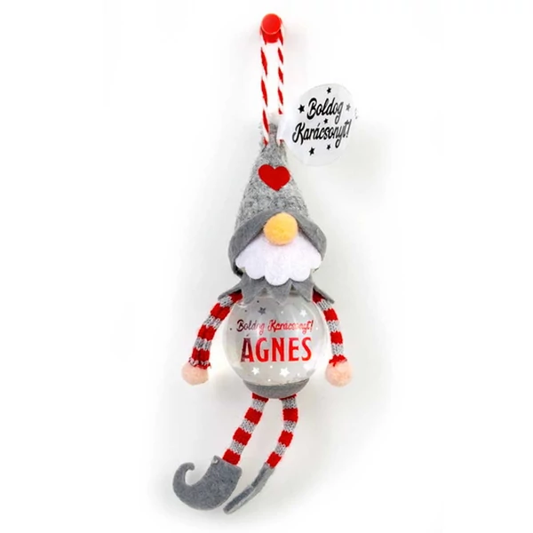 Hógömb Manó Karácsonyfadísz: Boldog Karácsonyt! - Ágnes