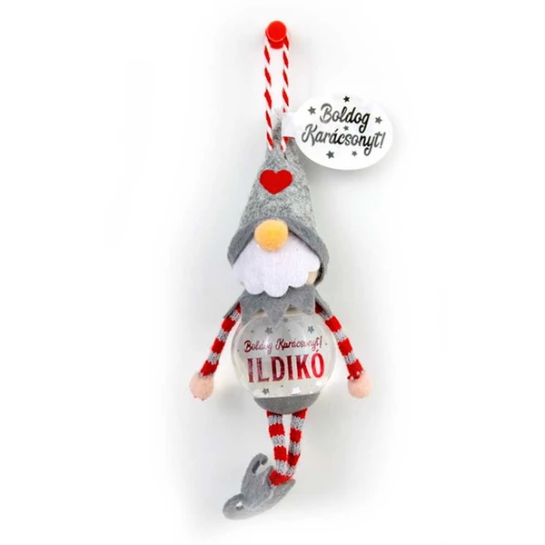 Hógömb Manó Karácsonyfadísz: Boldog Karácsonyt! - Ildikó