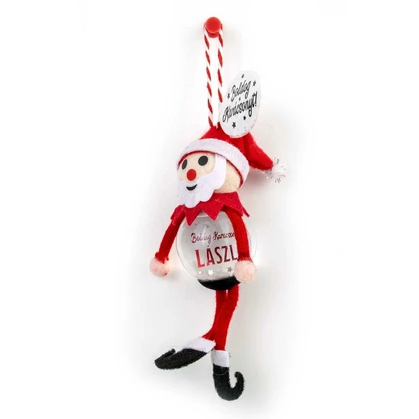 Hógömb Manó Karácsonyfadísz: Boldog Karácsonyt! - László