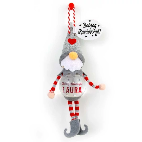 Hógömb Manó Karácsonyfadísz: Boldog Karácsonyt! - Laura