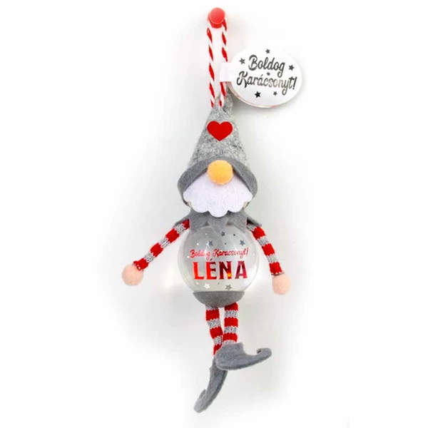 Hógömb Manó Karácsonyfadísz: Boldog Karácsonyt! - Léna