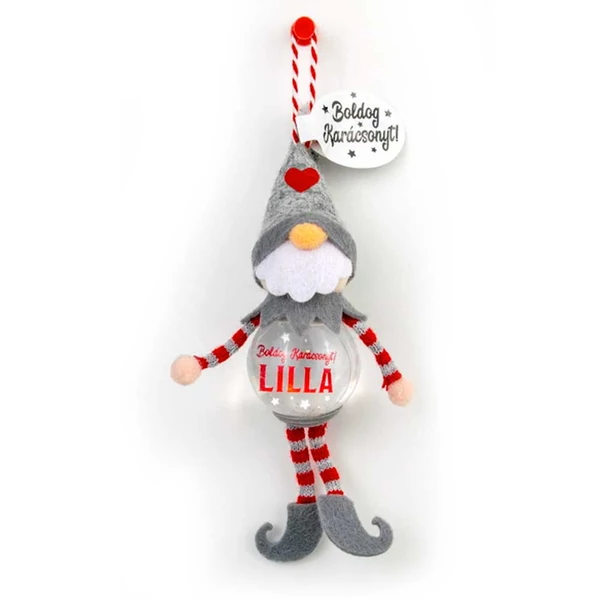 Hógömb Manó Karácsonyfadísz: Boldog Karácsonyt! - Lilla