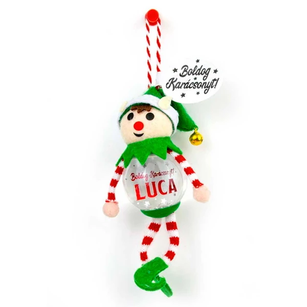 Hógömb Manó Karácsonyfadísz: Boldog Karácsonyt! - Luca