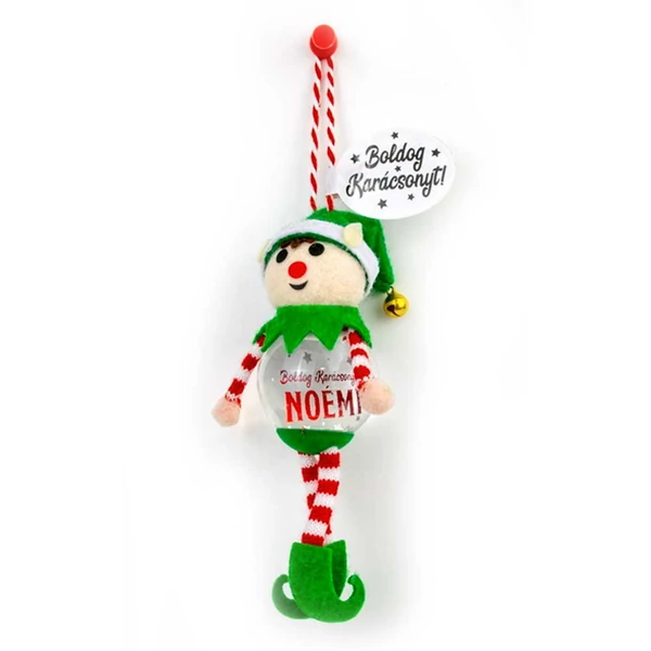 Hógömb Manó Karácsonyfadísz: Boldog Karácsonyt! - Noémi