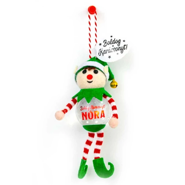 Hógömb Manó Karácsonyfadísz: Boldog Karácsonyt! - Nóra