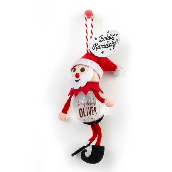 Hógömb Manó Karácsonyfadísz: Boldog Karácsonyt! - Olivér