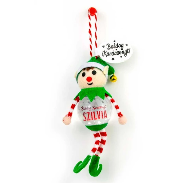 Hógömb Manó Karácsonyfadísz: Boldog Karácsonyt! - Szilvia