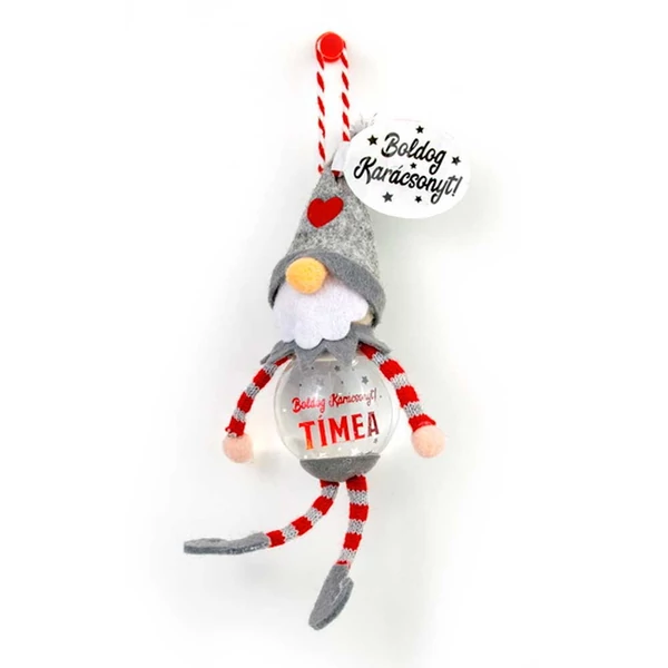 Hógömb Manó Karácsonyfadísz: Boldog Karácsonyt! - Tímea