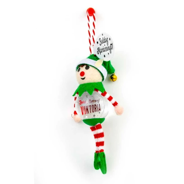 Hógömb Manó Karácsonyfadísz: Boldog Karácsonyt! - Viktória