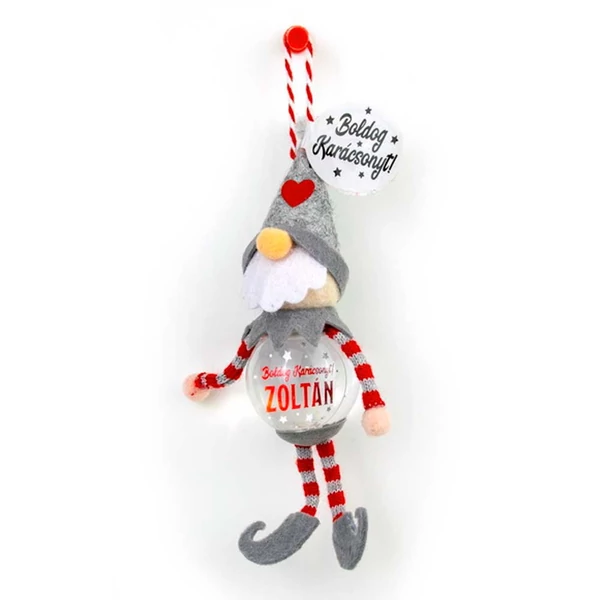Hógömb Manó Karácsonyfadísz: Boldog Karácsonyt! - Zoltán