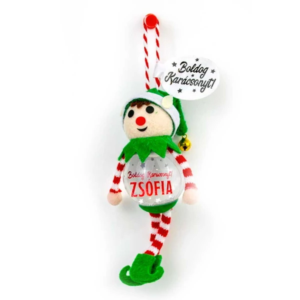 Hógömb Manó Karácsonyfadísz: Boldog Karácsonyt! - Zsófia