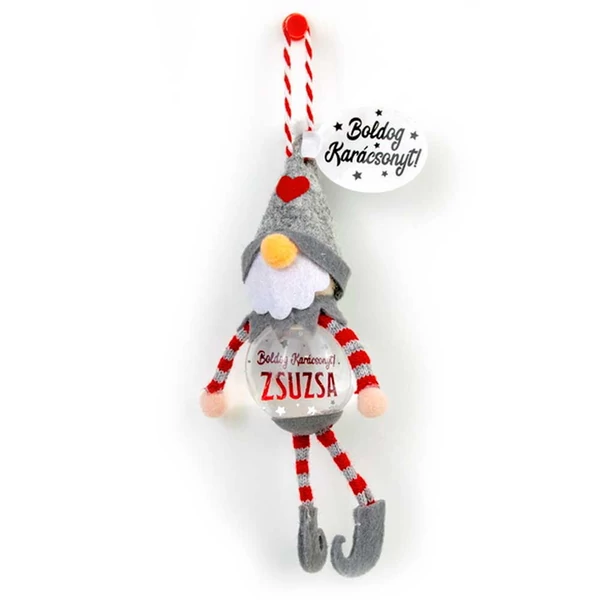 Hógömb Manó Karácsonyfadísz: Boldog Karácsonyt! - Zsuzsa