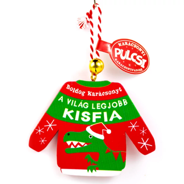 Karácsonyi Pulcsi Dísz: A Világ Legjobb Kisfia - Dínó