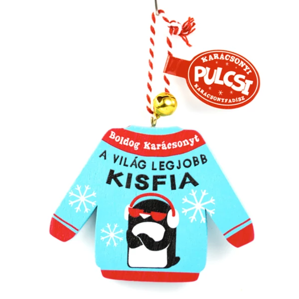 Karácsonyi Pulcsi Dísz: A Világ Legjobb Kisfia - Pingvin