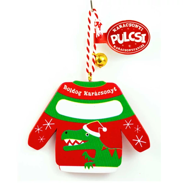 Karácsonyi Pulcsi Dísz: Dínó - Feliratozható