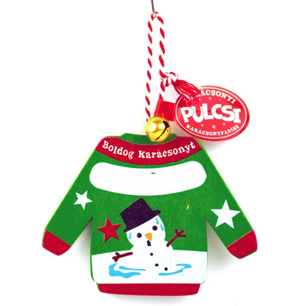 Karácsonyi Pulcsi Dísz: Hóember - Feliratozható