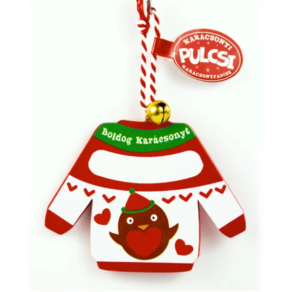 Karácsonyi Pulcsi Dísz: Madár - Feliratozható