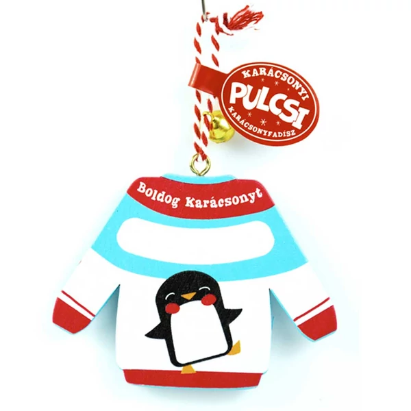 Karácsonyi Pulcsi Dísz: Pingvin - Feliratozható