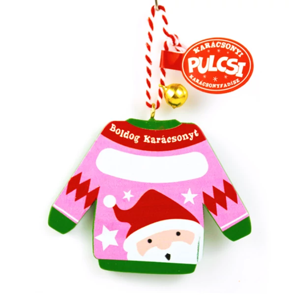 Karácsonyi Pulcsi Dísz: Pink Mikulás - Feliratozható