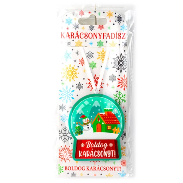 Boldog Karácsonyt! Feliratú Hógömb Karácsonyfadísz