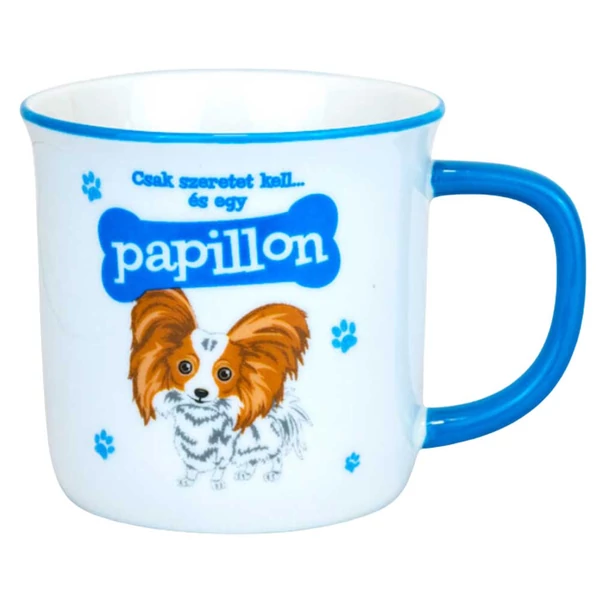 Csak Szeretet Kell és Egy Papillon Ajándék Bögre Kutya Gazdiknak