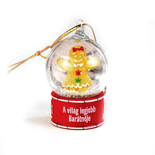 Névre Szóló Hógömb Dísz - A Világ Legjobb Barátnője Felirattal