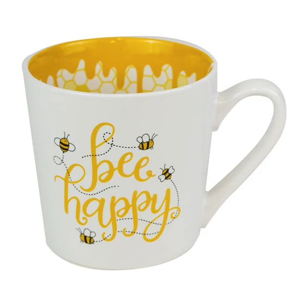 Be Happy Feliratú, Színes Belsejű Lifestyle Bögre