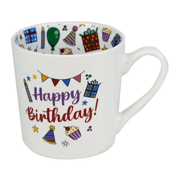 Happy Birthday Feliratú, Színes Belsejű Lifestyle Bögre