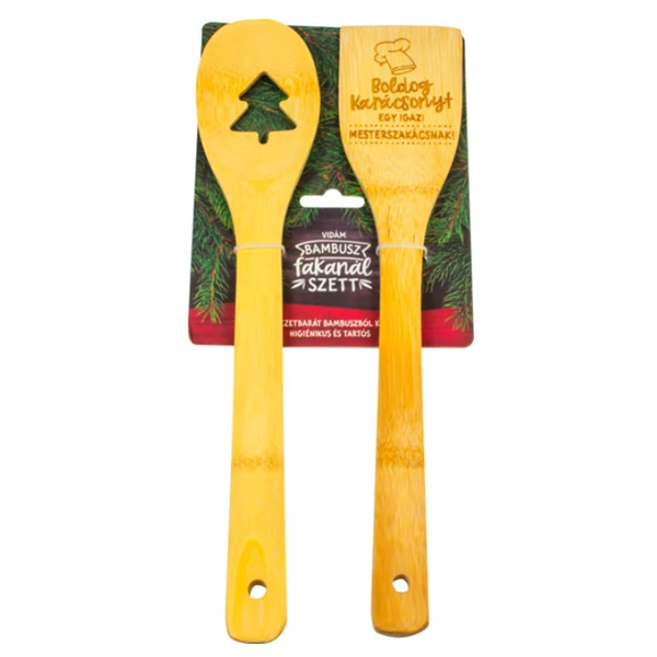 Boldog Karácsonyt… Bambusz Ajándék Fakanál Szett