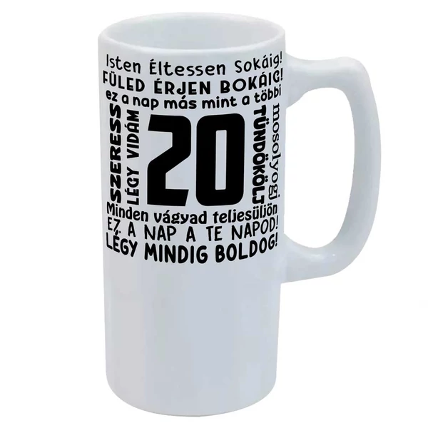 Szerény Szavak - 20. Szülinapra Ajándék Kerámia Söröskorsó