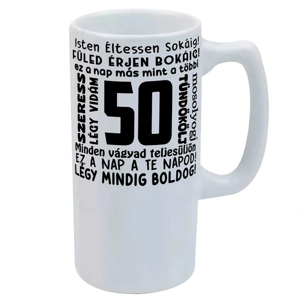 Szerény Szavak - 50. Szülinapra Ajándék Kerámia Söröskorsó