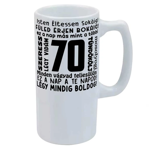 Szerény Szavak - 70. Szülinapra Ajándék Kerámia Söröskorsó